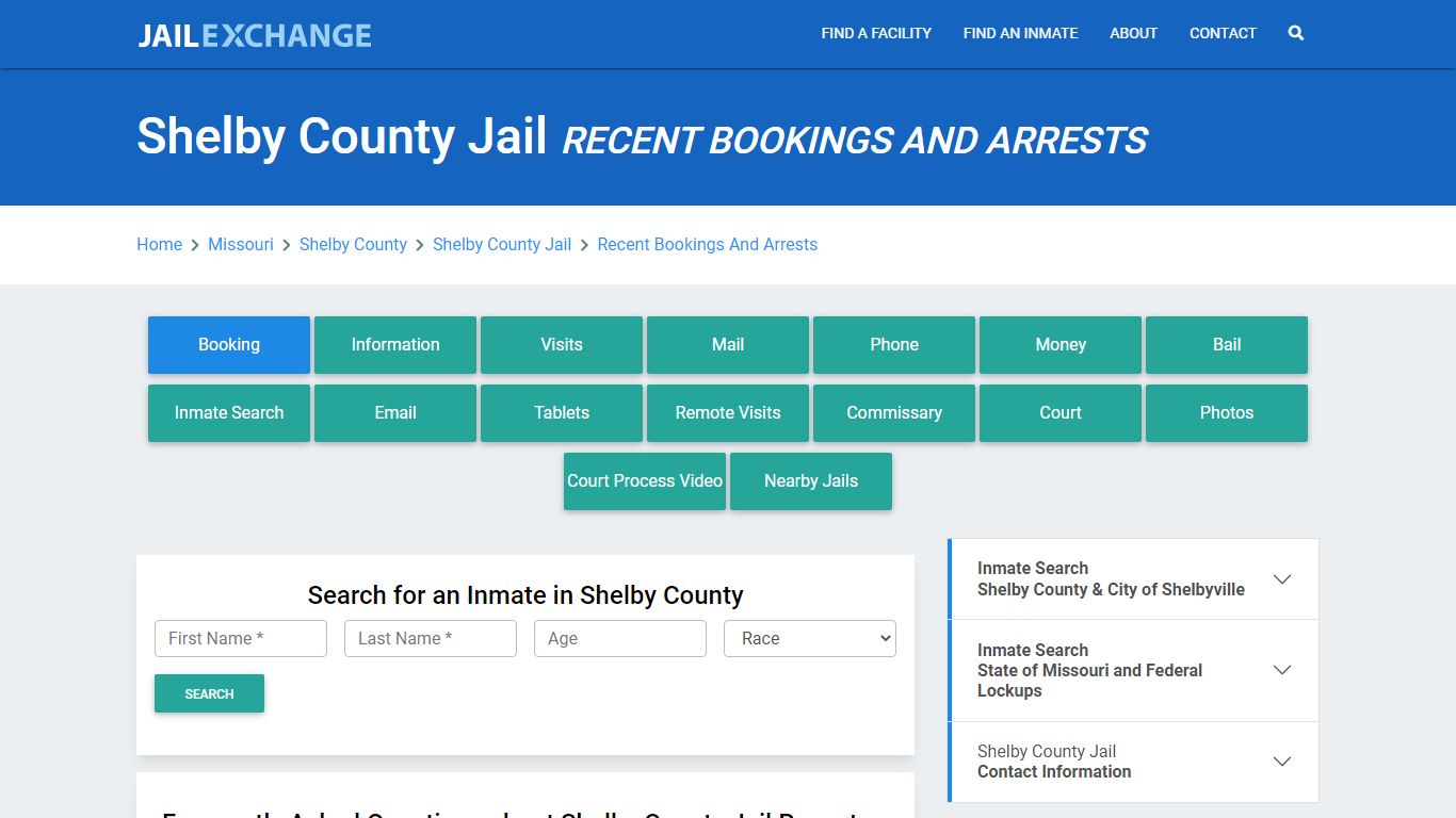 Shelby County Jail MO Recent Arrests and Bookings - Jail Exchange