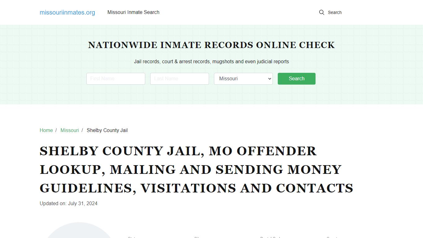 Shelby County Jail, MO: Inmate Search Options, Visitations, Contacts